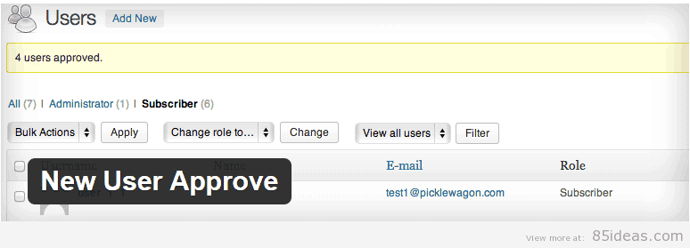New User Approve Plugins