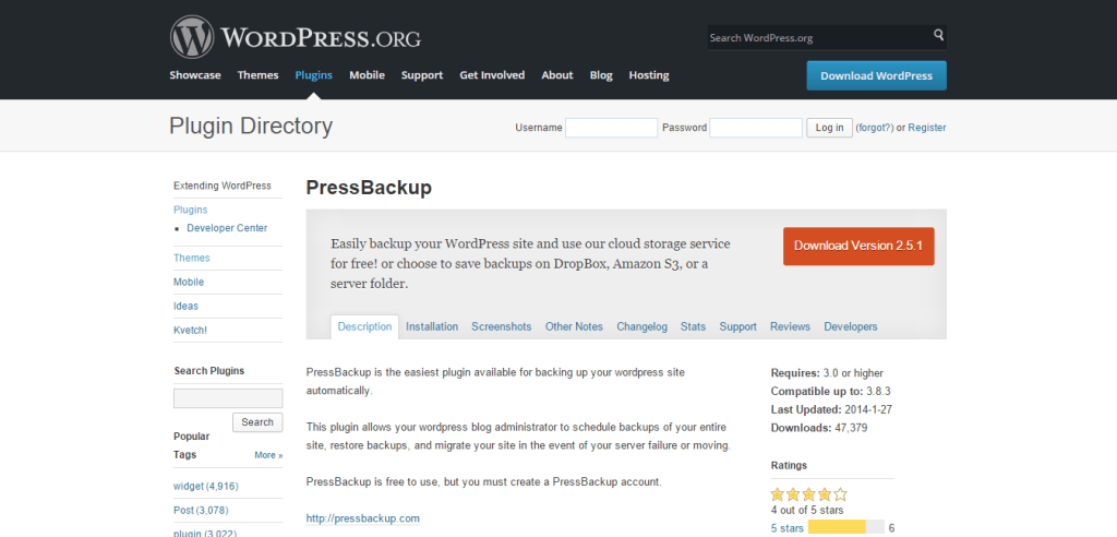 PressBackup Plugin