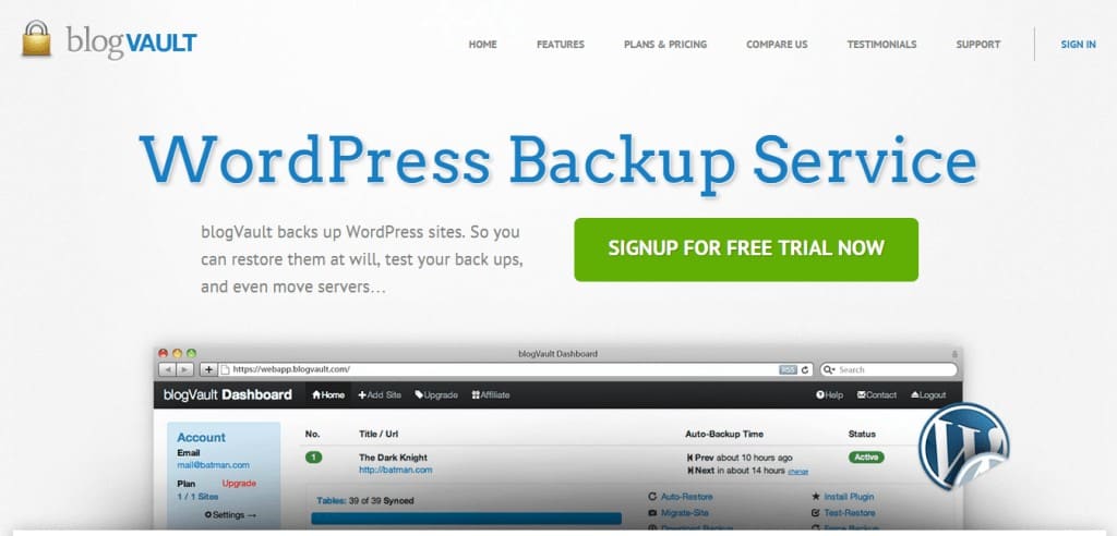 blogVault WordPress Backup Service