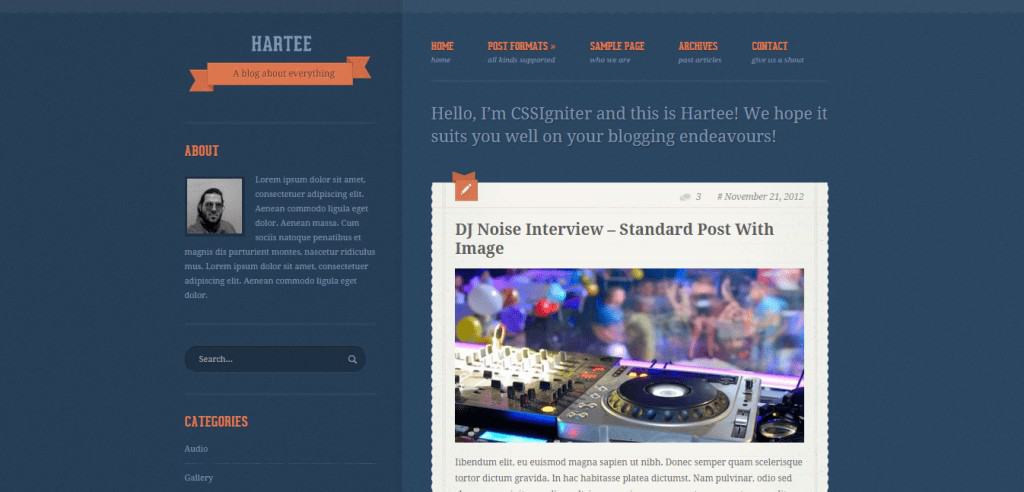 Hartee Tumblr style WordPress Theme