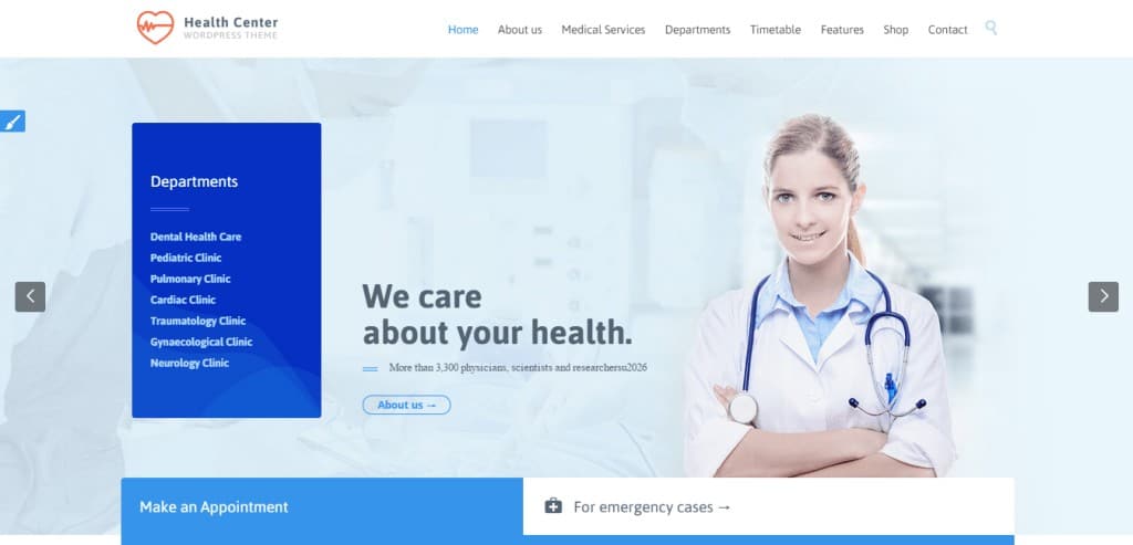 Health Center WordPress theme