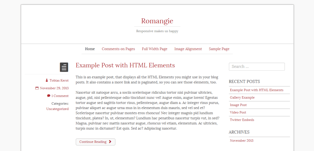 Romangie free boostrap theme for wordpress