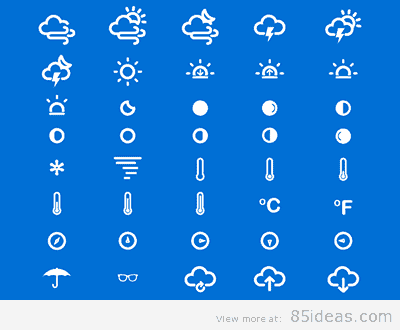 75 Slim Weather and Climate Icons
