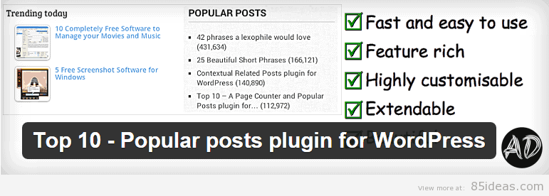 Top 10 Popular posts plugin