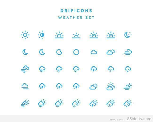 dripicons set weather icons