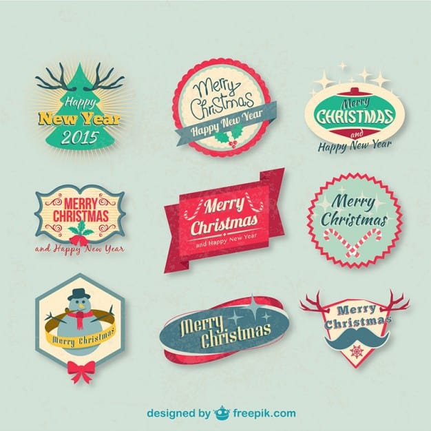 Vintage Christmas badges pack