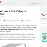 How To Create A Tab Widget In WordPress