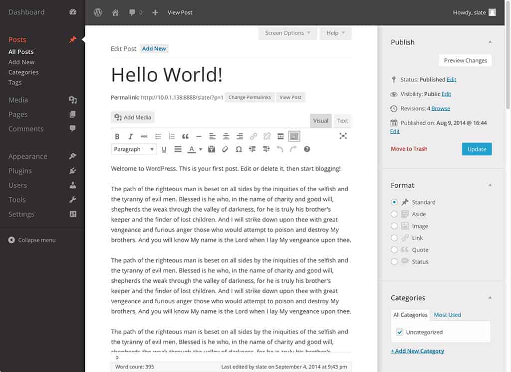 Slate Admin WordPress theme