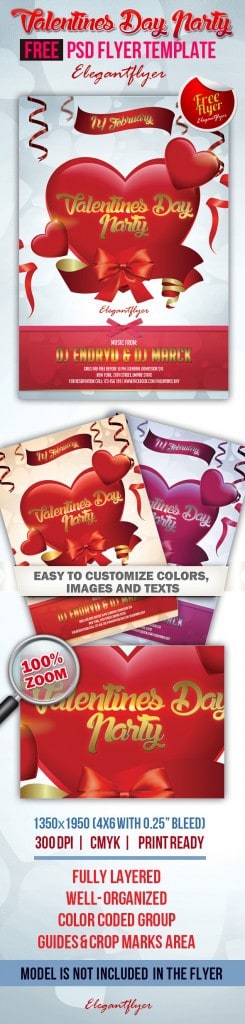 valentines day flyer psd template