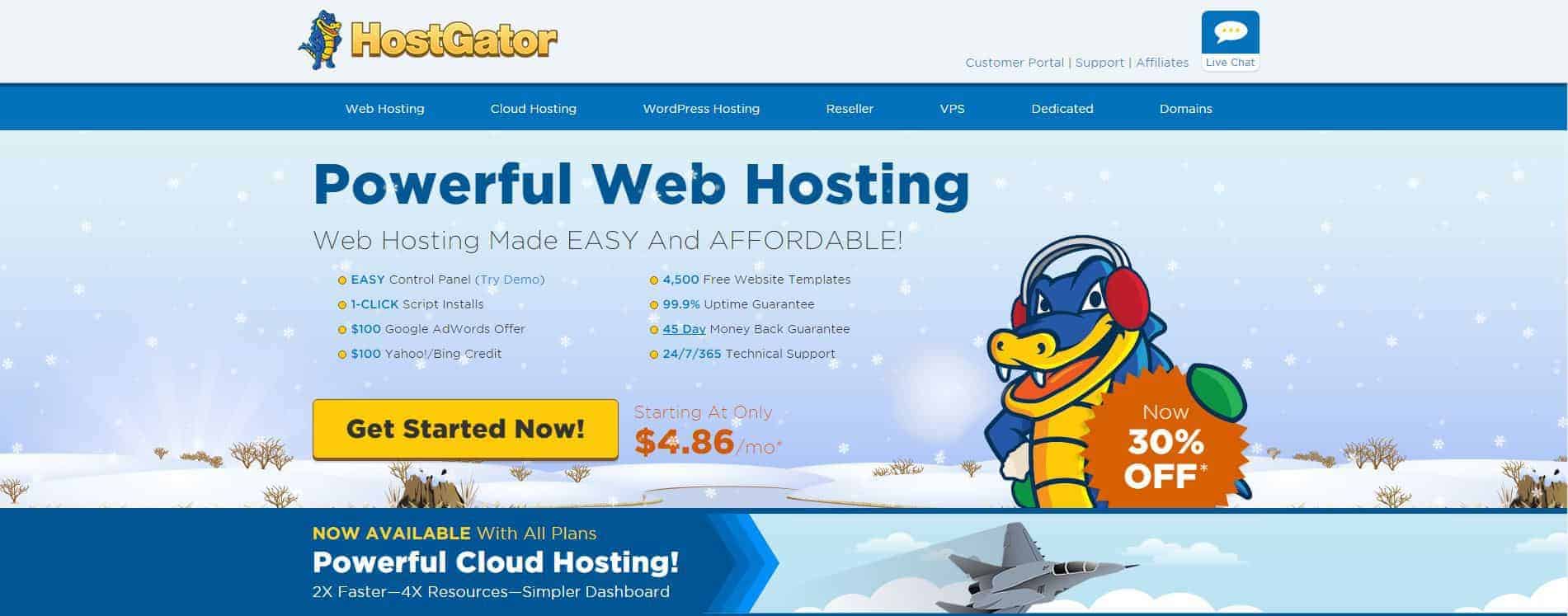Screenshot of HostGator website for HostGator coupon code post