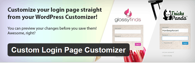 Custom Login Page customizer