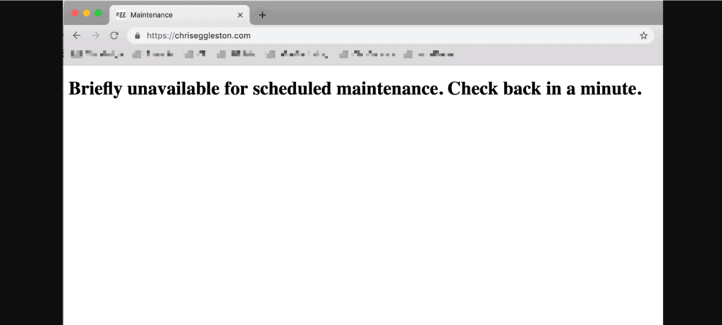 "Briefly unavailable for scheduled maintenance" WordPress error.