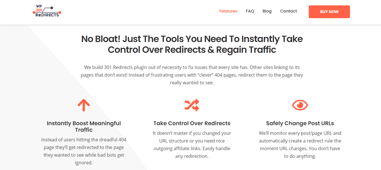 WP 301 Redirects features