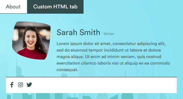 Custom HTML tab example