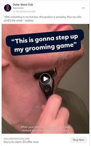 Dollar shave Facebook ad